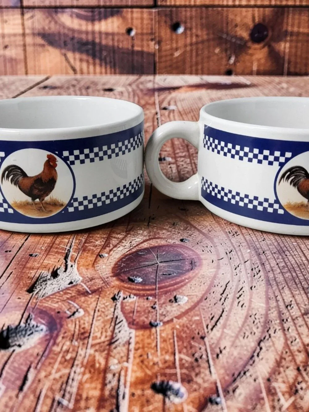 Vintaged Houston Harvest Set of 2 Ceramic Rooster or Chicken Soup Bowls